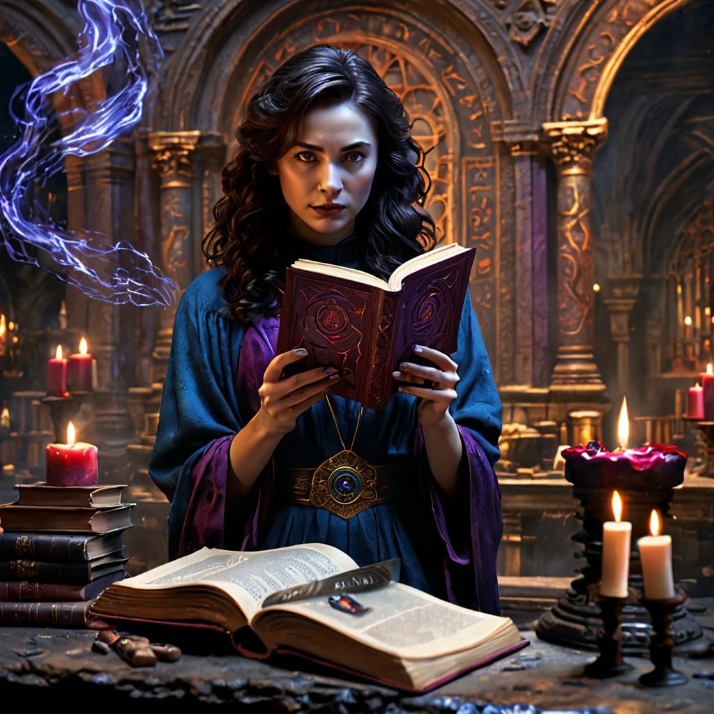 Agatha Harkness Reads Darkhold in Digital Painting