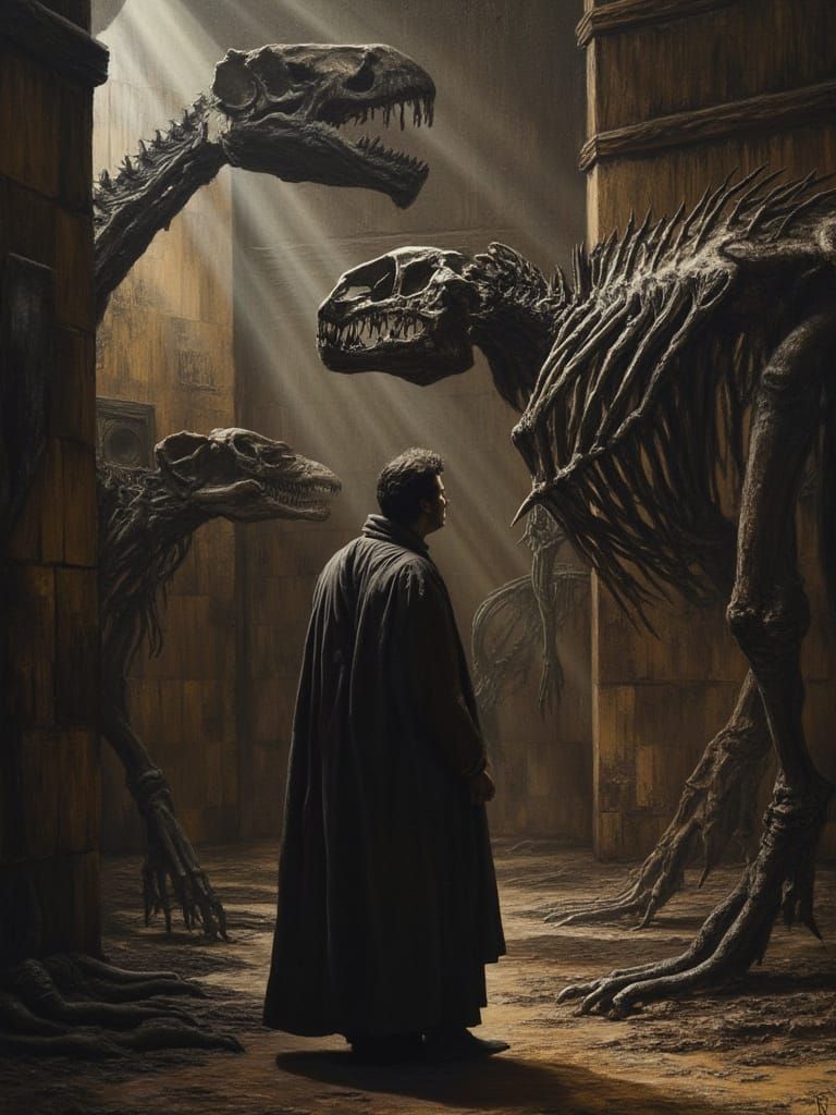 Gentleman Among Dinosaur Skeletons: Renaissance Style