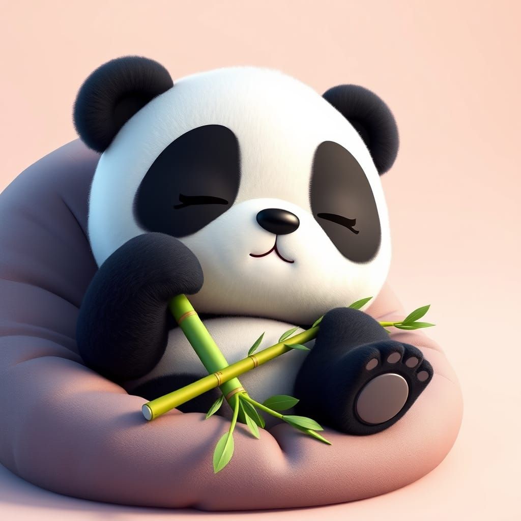 Funko Pop Panda Relaxing on Beanbag