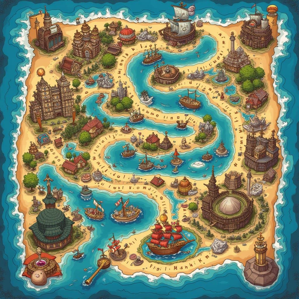 Manga-Inspired Game Board for One Piece Adventure