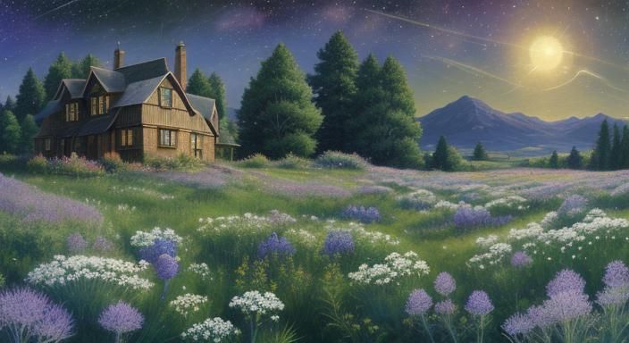 Surreal Another-Earth Landscape in Moebius Style