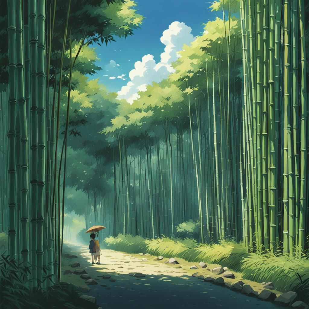 Bamboo Forest in Studio Ghibli Anime Style