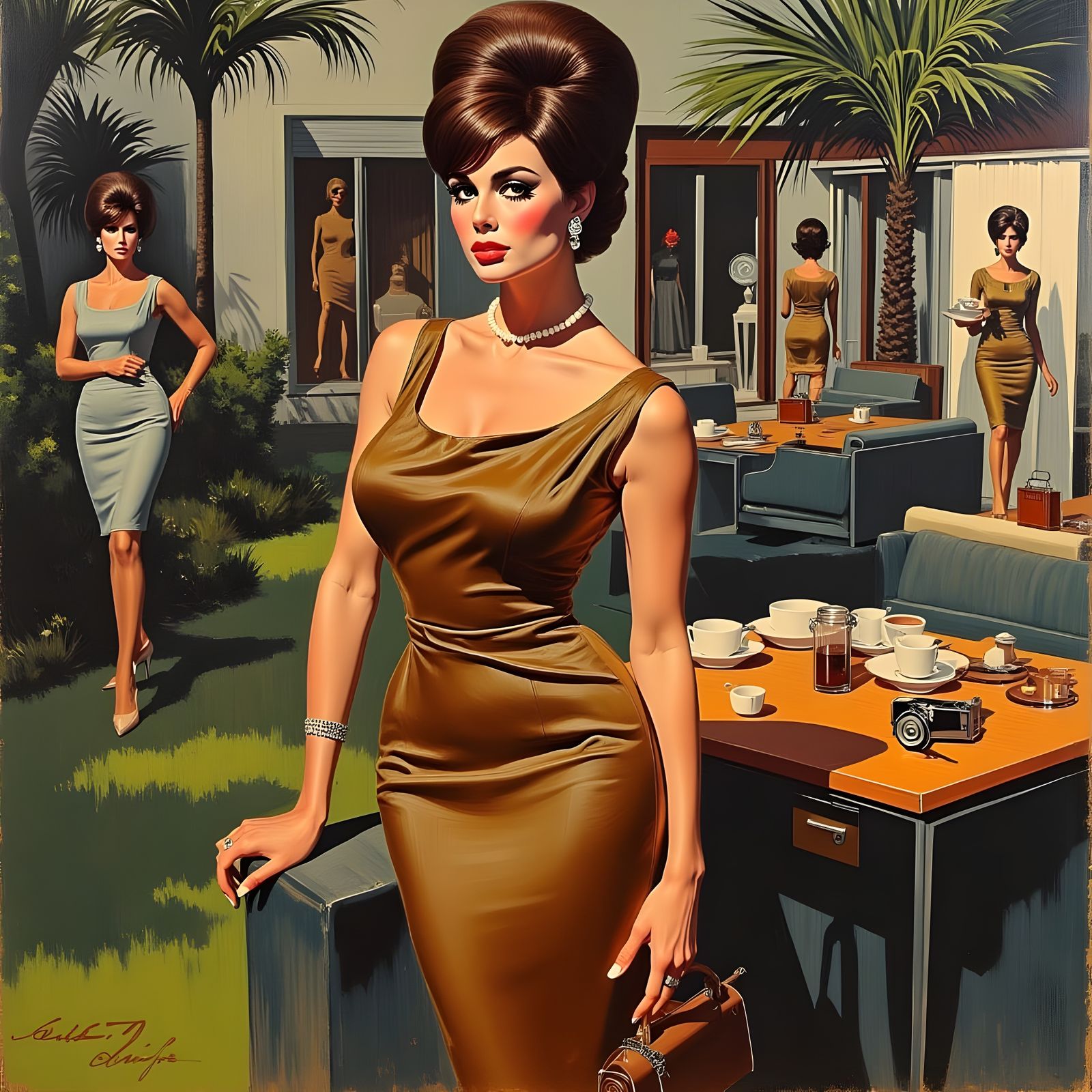 Glamorous Italian Diva in Abstract Impressionist Style