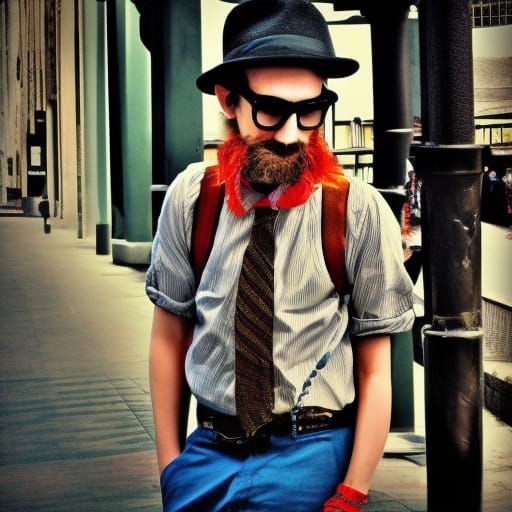 Men's Hipster Fashion in Hyperrealistic Photo