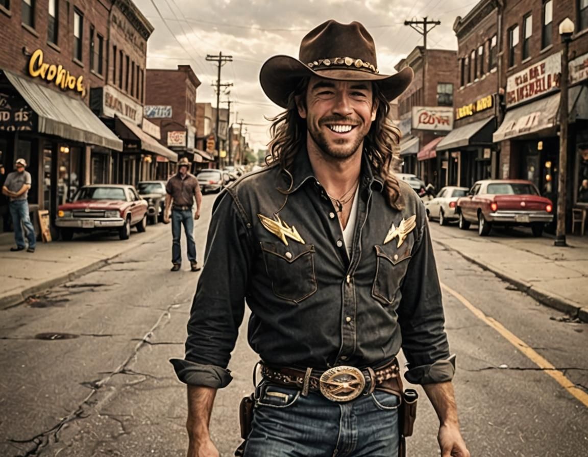 Small Town Swagger: Confident Man Arrives