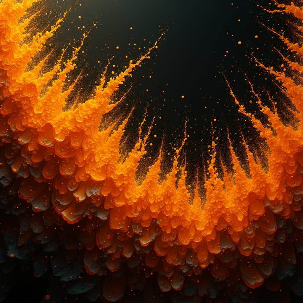 Abstract Orange Pattern on Black, Digital Art