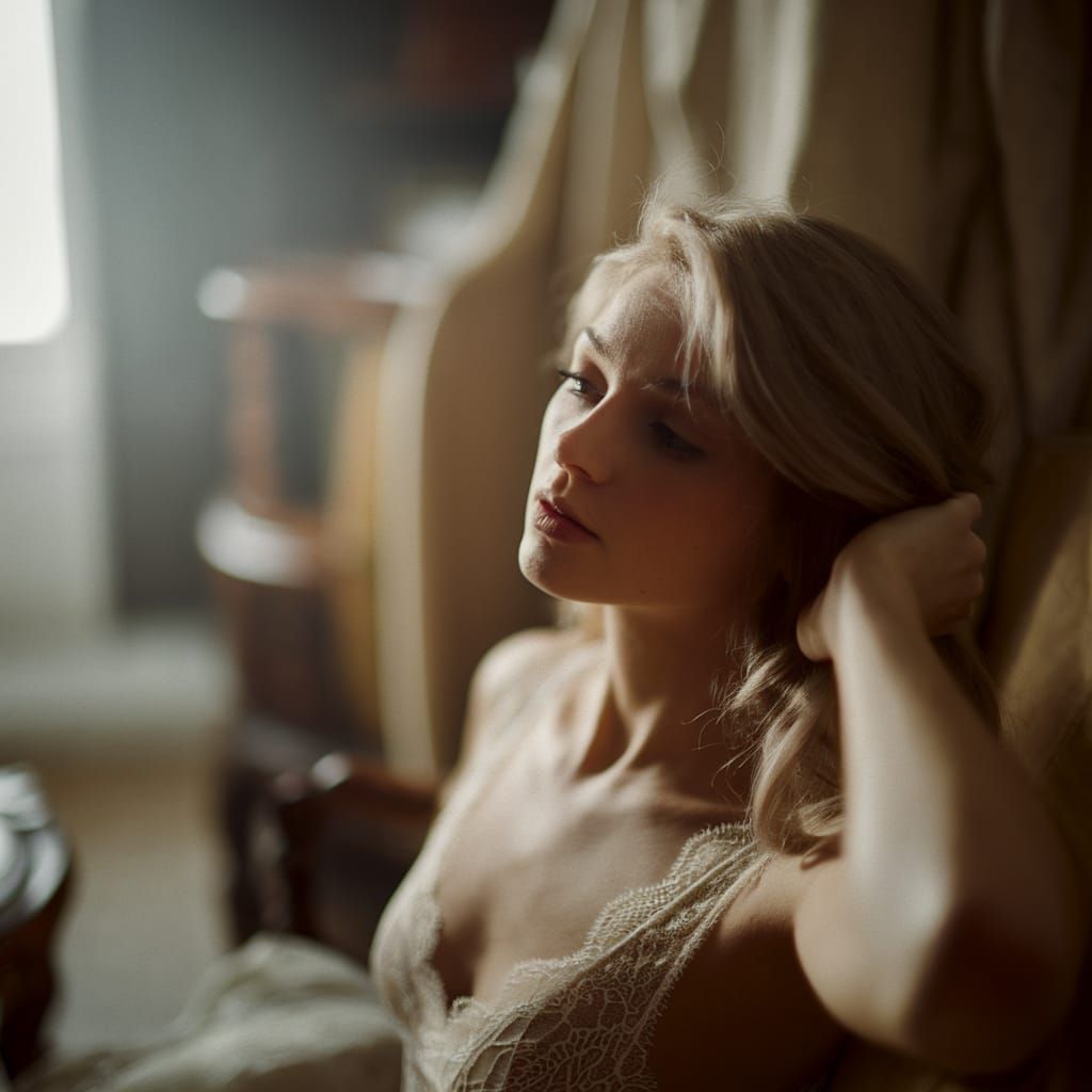 Luminous Boudoir Portrait in Annie Leibovitz Style