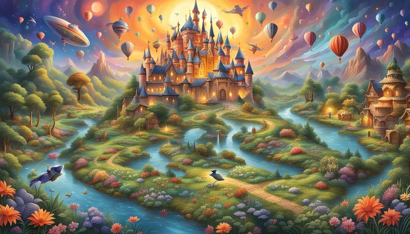 Magical World Symphony in Folk Art Style