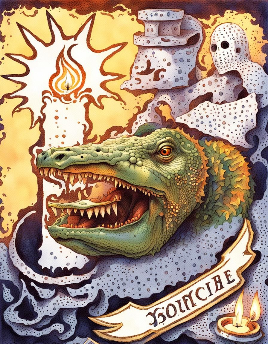 Occult Reptile Ritual with Cipher Script Symbolism