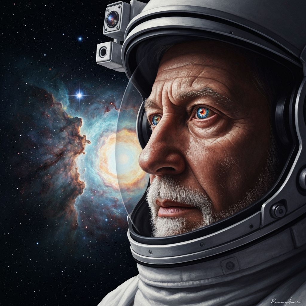 Astronaut Contemplating Nebula in Rembrandt Style