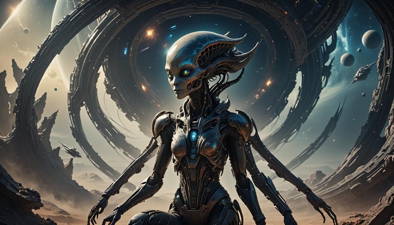 Alien Shadow Controller in Space: Digital Matte Painting