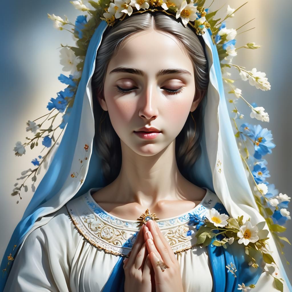 Virgin of Pilar Portrait in Art Nouveau Style