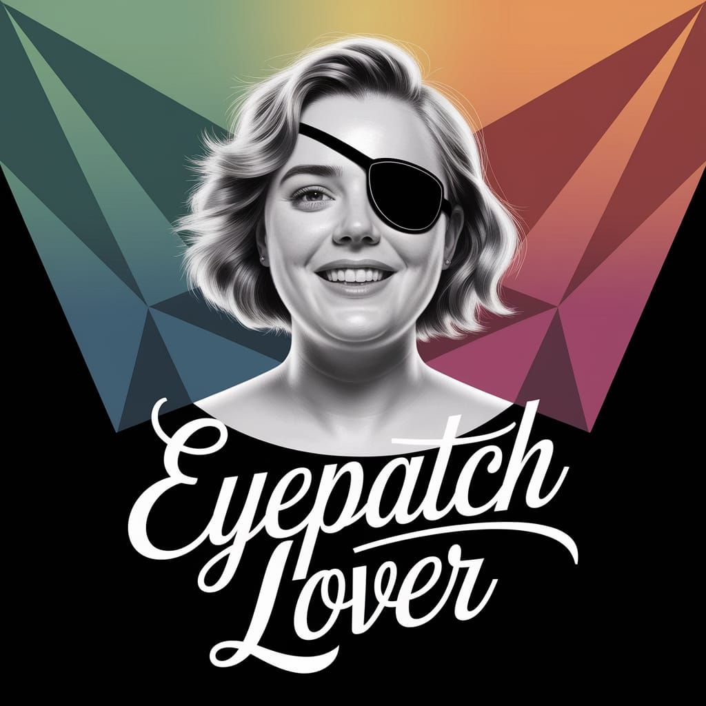 Modern Calligraphic Poster of a Dutch Woman with Black Eyepa...