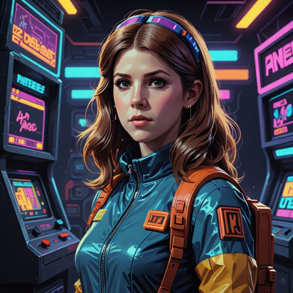 Anna Kendrick as 1980s Atari Game Character
