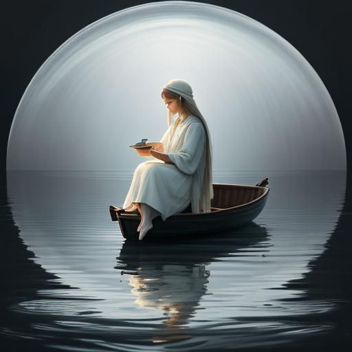 Woman in Boat: Dreamy Digital Art