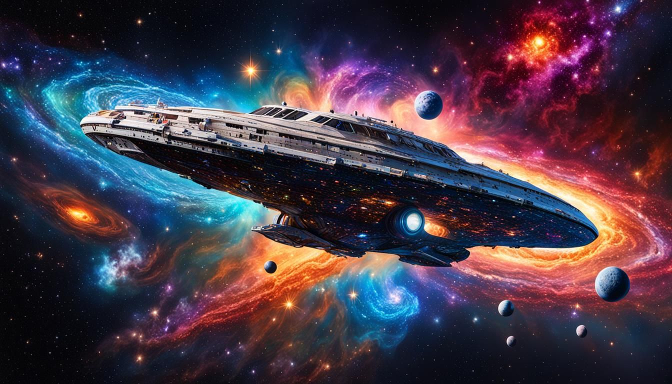 Quantum Star Cruiser in Milky Way Nebula