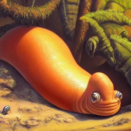 Fairytale Slug in Oil Painting Style