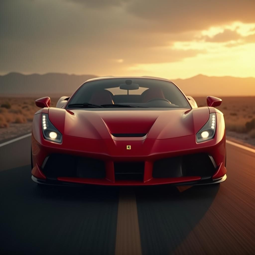 Ferrari in Dramatic Landscape, Cinematic Style