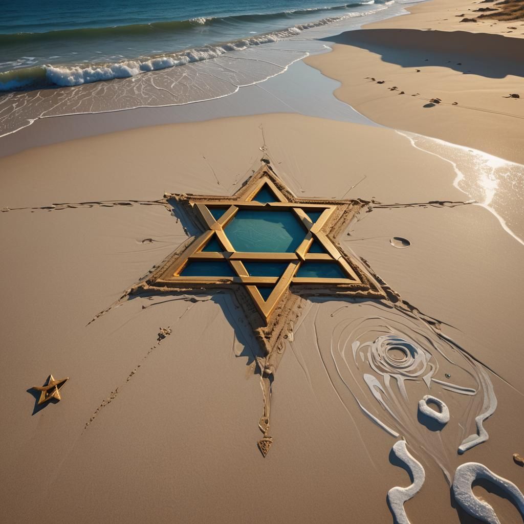 Star of David on Beach in Fantasy Concept Art
