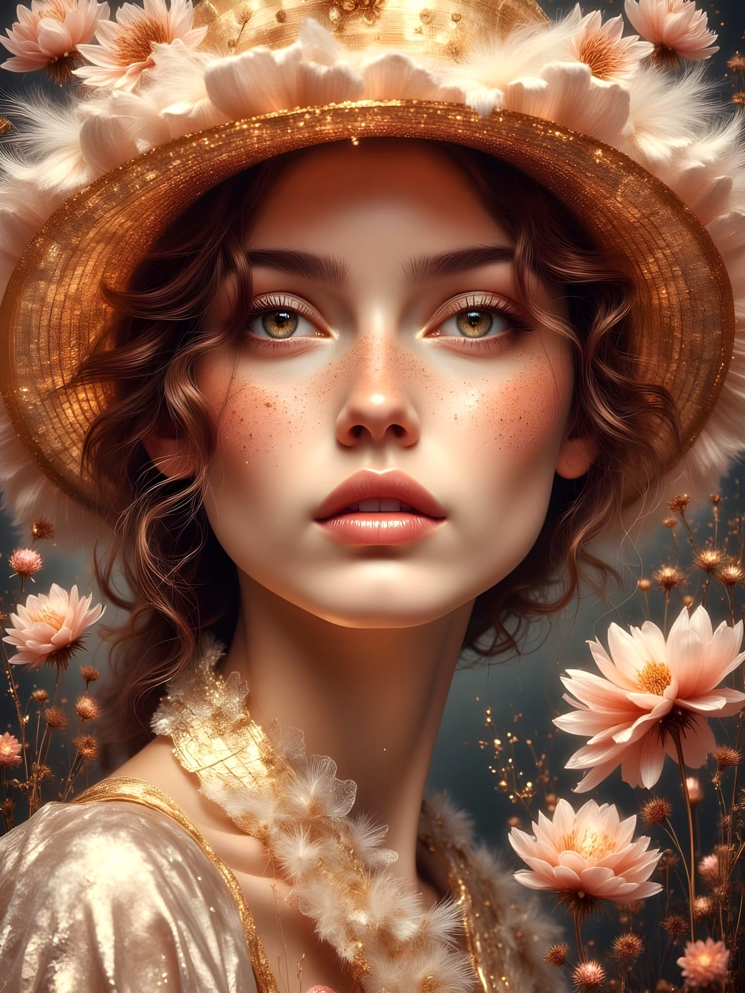 Hyperrealistic Flemish Masterpiece with Soft Peach and Gold ...