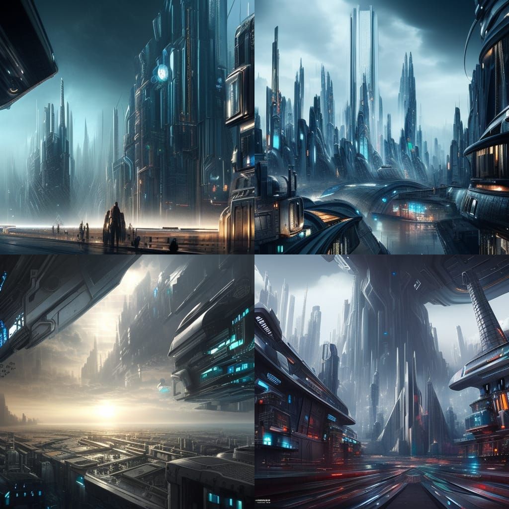 Futuristic City Digital Matte Painting