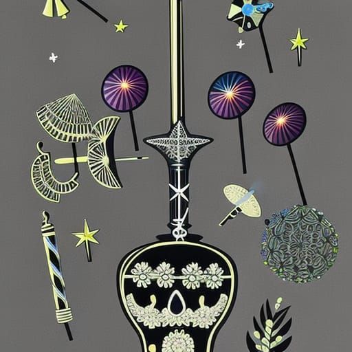 Psychedelic Cocktail in Skull Glass with Planets