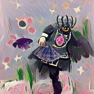 Abstract Magical Girl Transformation in Expressionist Style