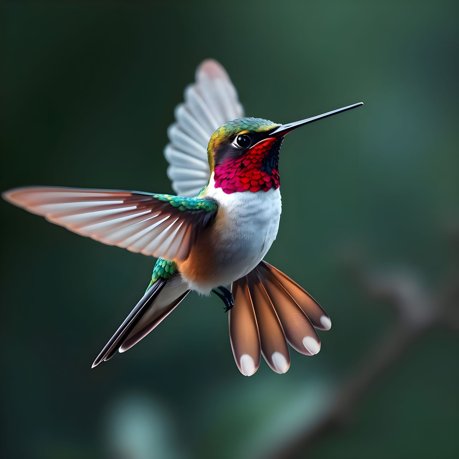 Majestic Hummingbird Portrait with Futuristic Details