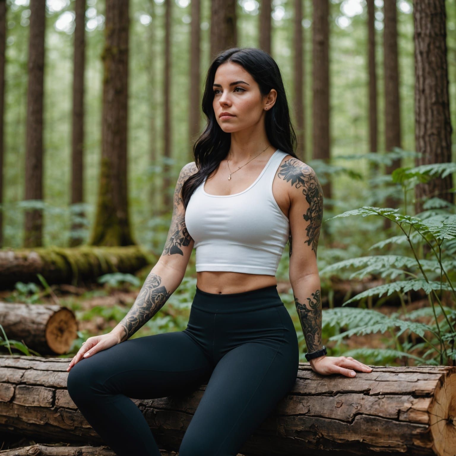 Woman with Tattoos in Forest, Professional Photo