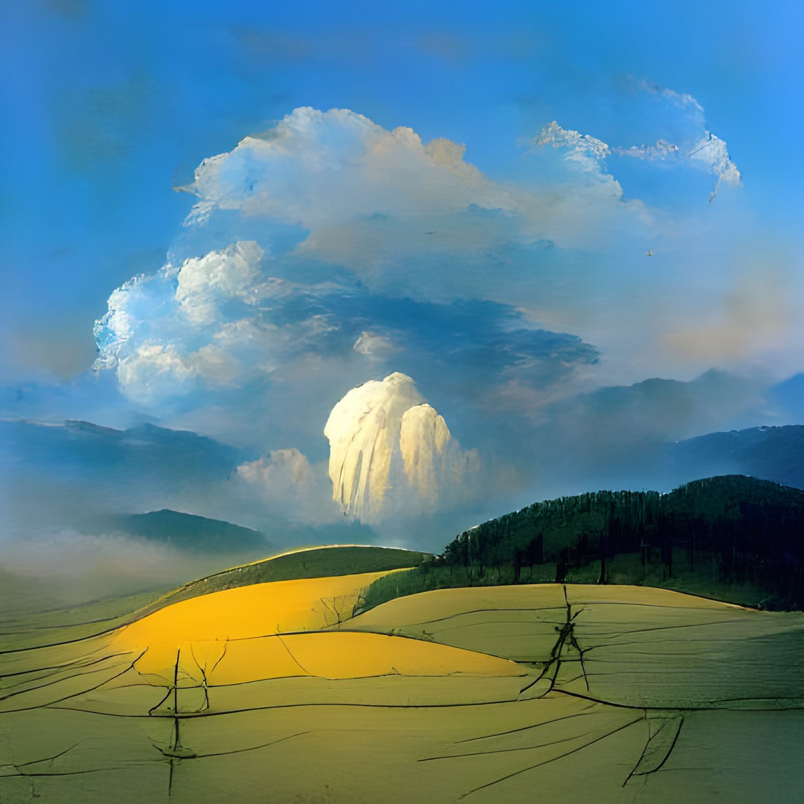 Forested Mountain Under Thunderhead, Romantic Style
