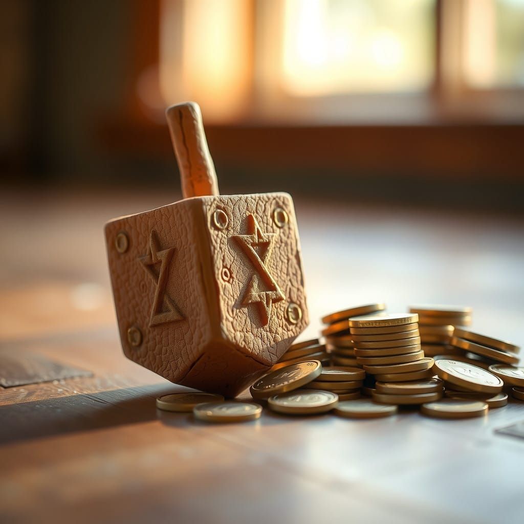 Ethereal Dreidel Spins in Warm, Sunlit Clarity