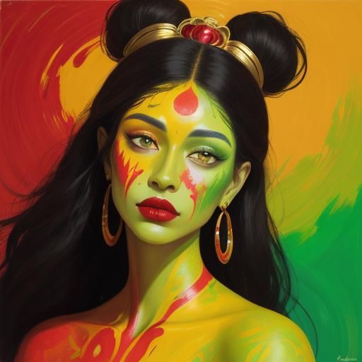 Abstract Portrait of a Woman in Fauvist Expressionism