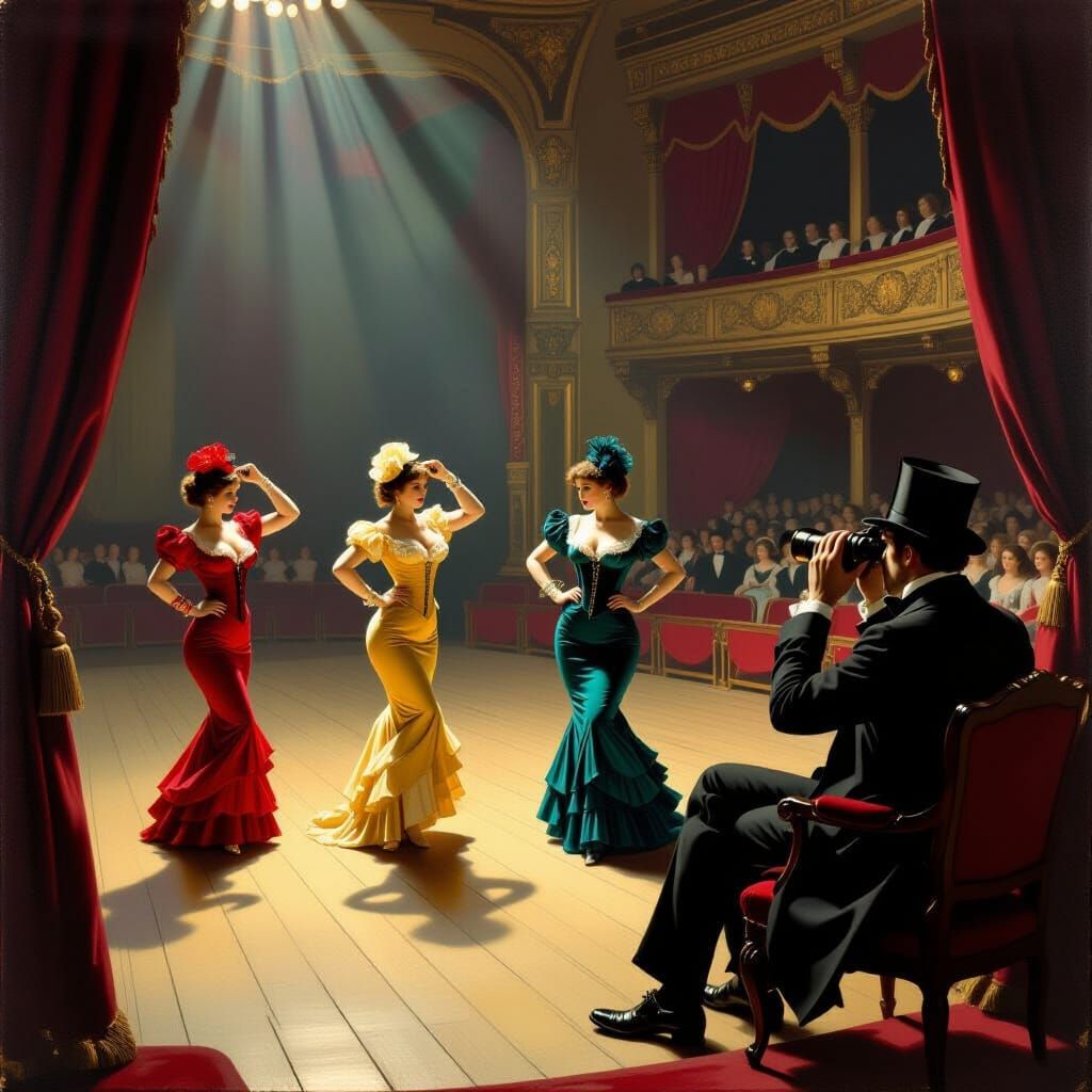 Sherlock Holmes at the Victorian Theater, Oil Painting