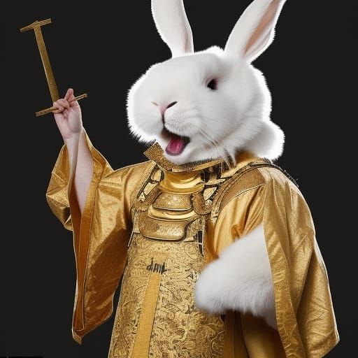 Rabbit Samurai in Golden Armor