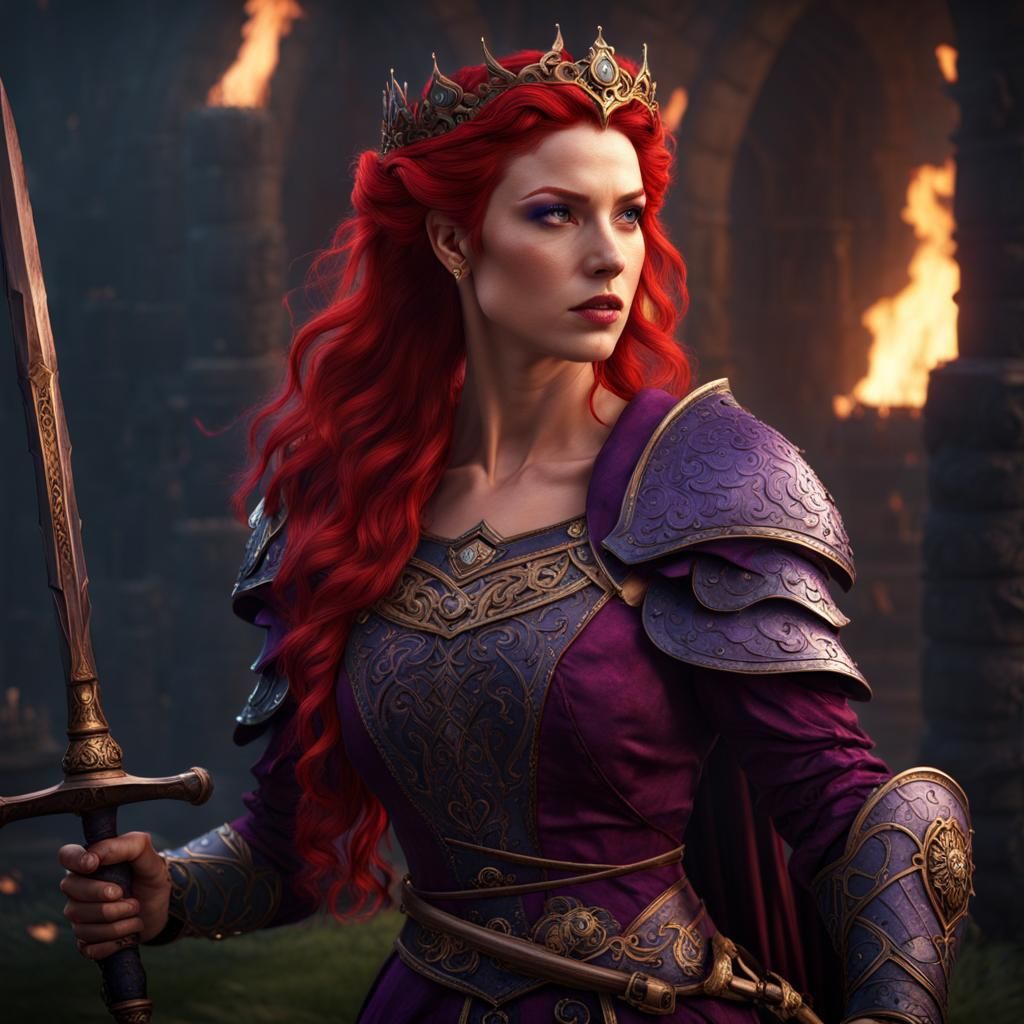 Medieval Queen Warrior in Detailed Matte Painting