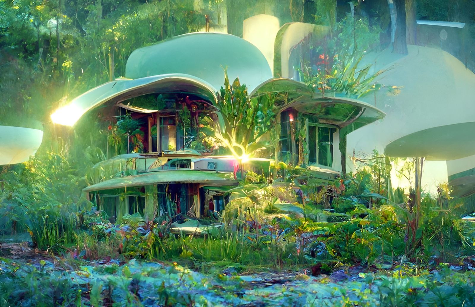 Retrofuturistic Solarpunk House in Maximalist Style