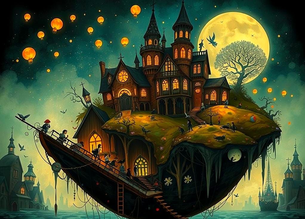 Dystopian Whimsy: A Dark, Intricately Detailed World