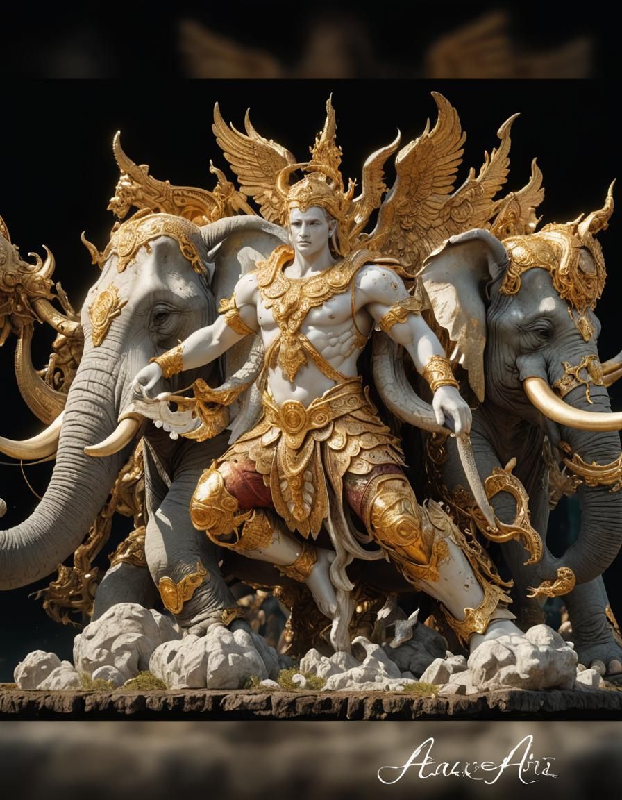 Angel and Elephant Fantasy Concept Art