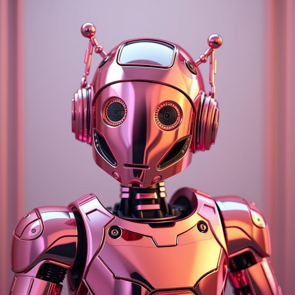Rich Rose Gold Robot in Fancy Pink Design