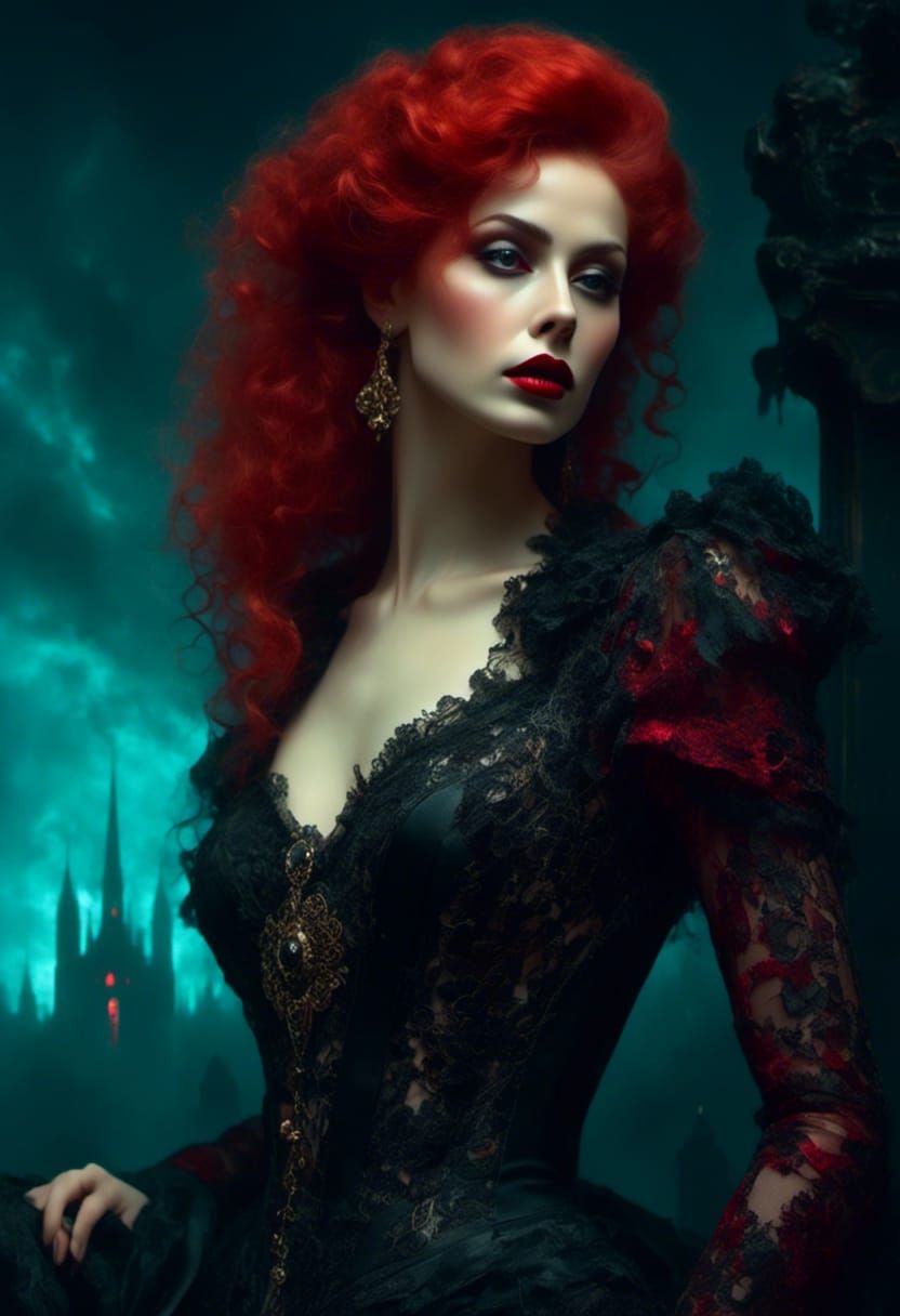 Gothic Woman with Intricate Makeup in Fantasy Art Style