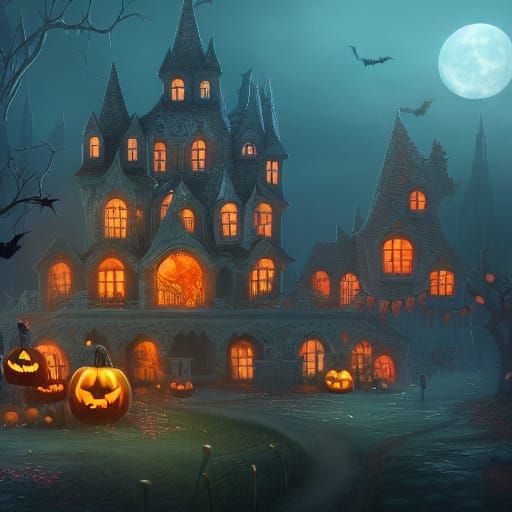 Halloween Fairy Town: Detailed Matte Painting