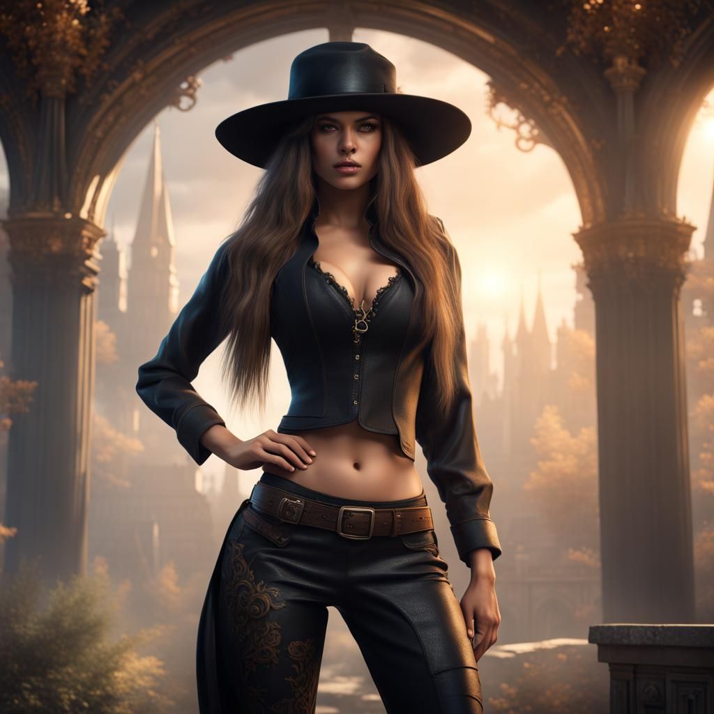 Woman in Black: Detailed Matte Painting