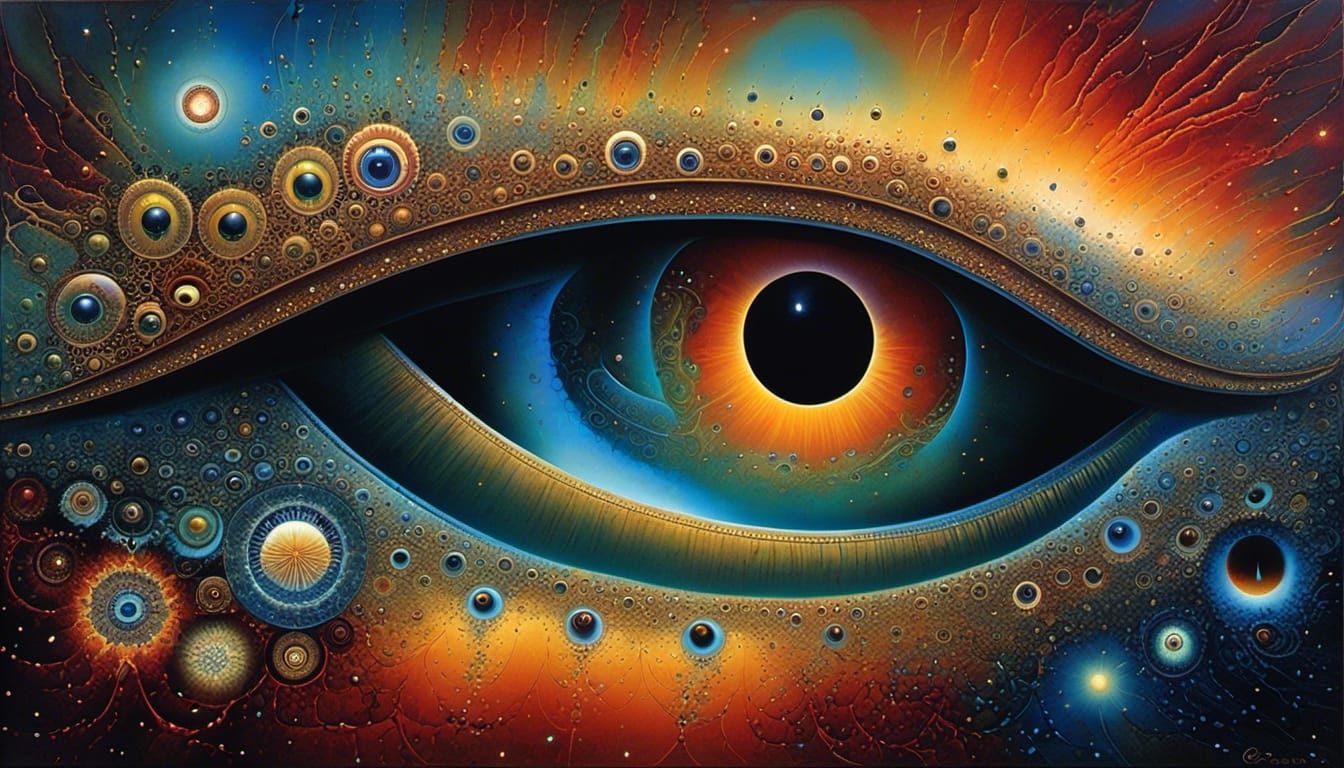 Surreal Cosmic Eye Dreamscape in Alcohol Ink Style