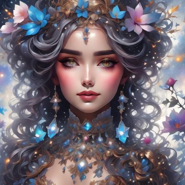 Anime Girl Portrait in Rainy Fantasy Landscape