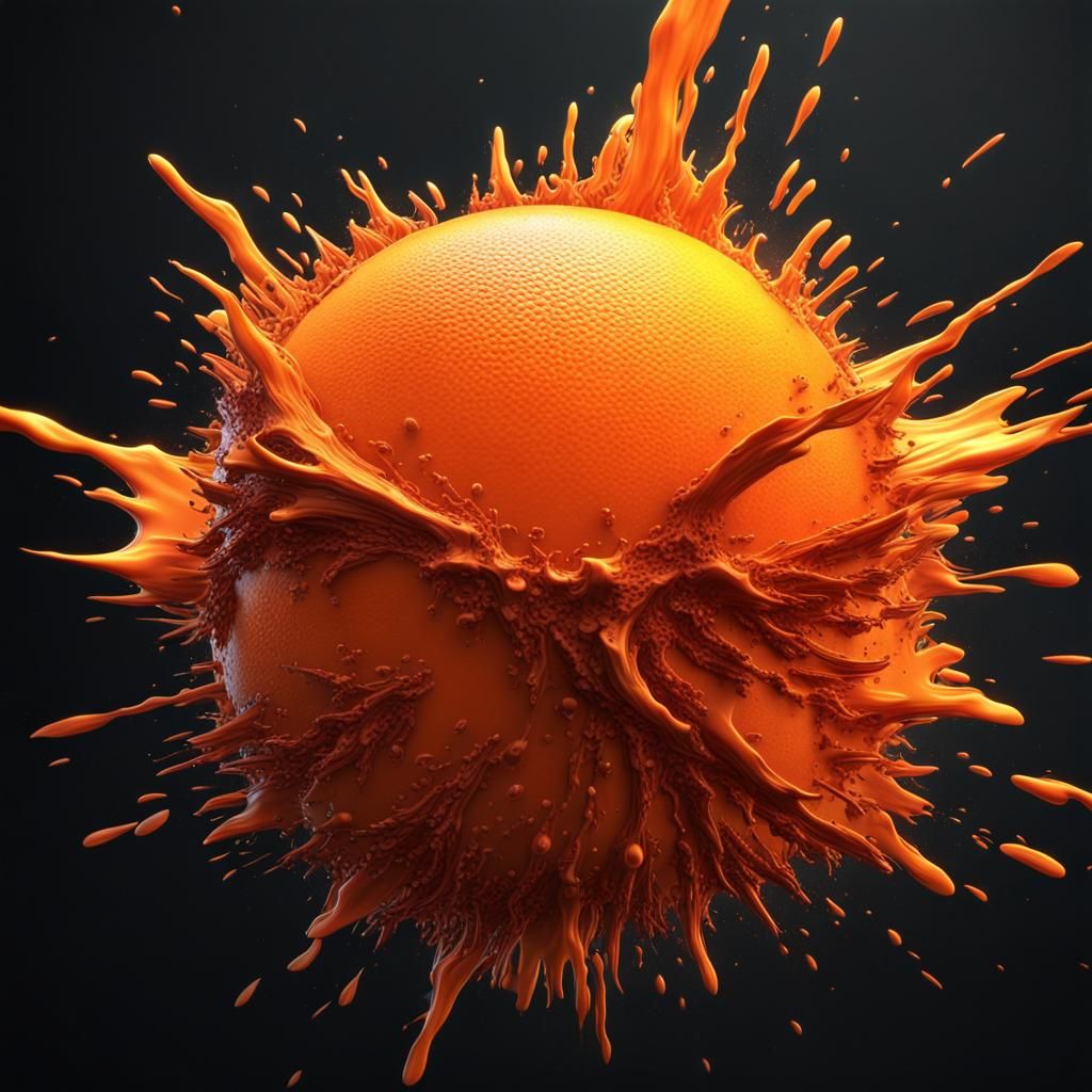 Abstract Orange Explosion in Futuristic Photography Style