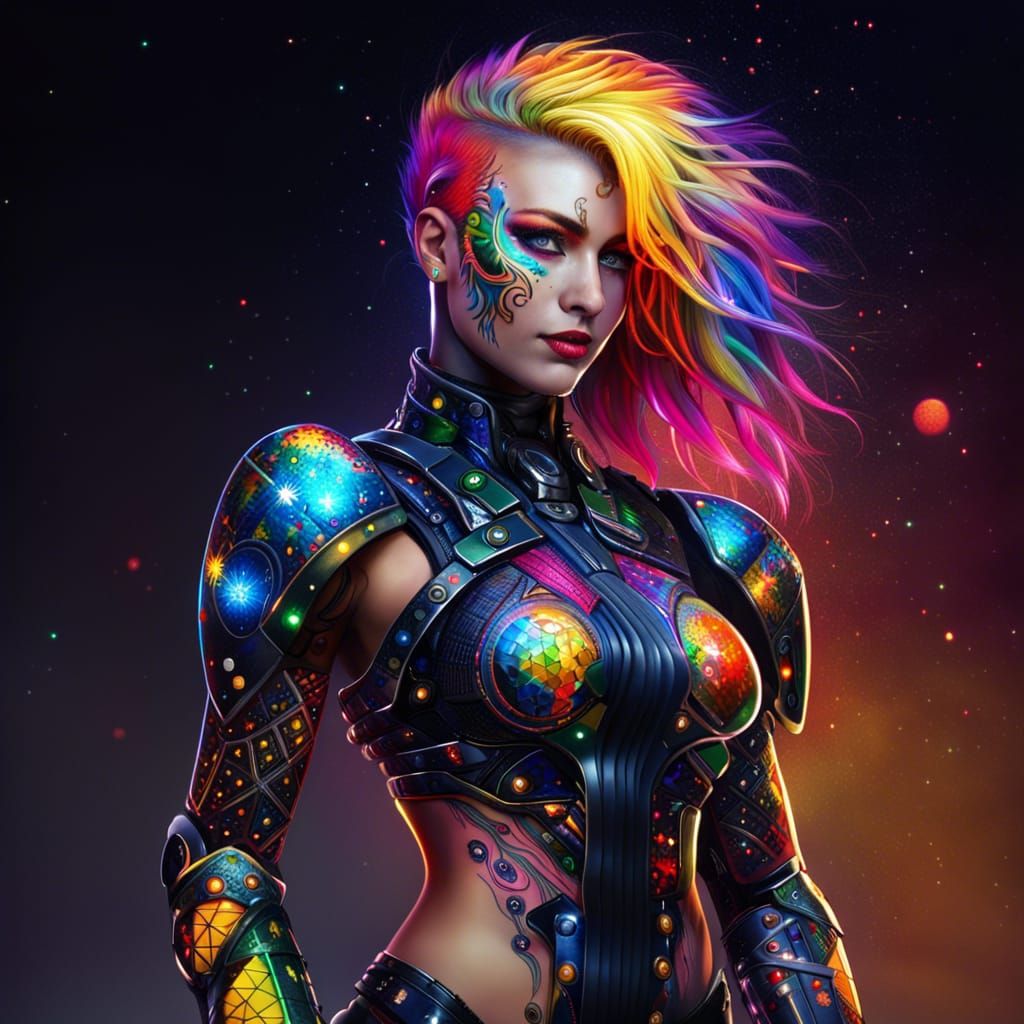 Colorful cyberpunk girl