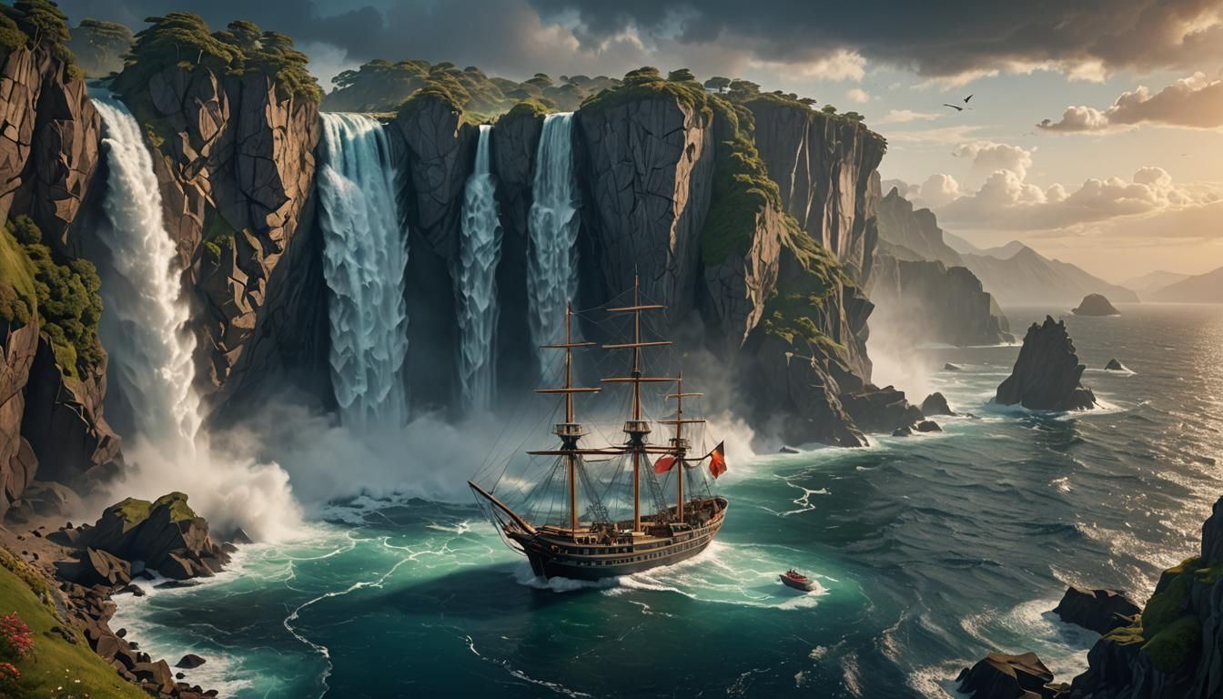 Sailing ship at the Edge of the World