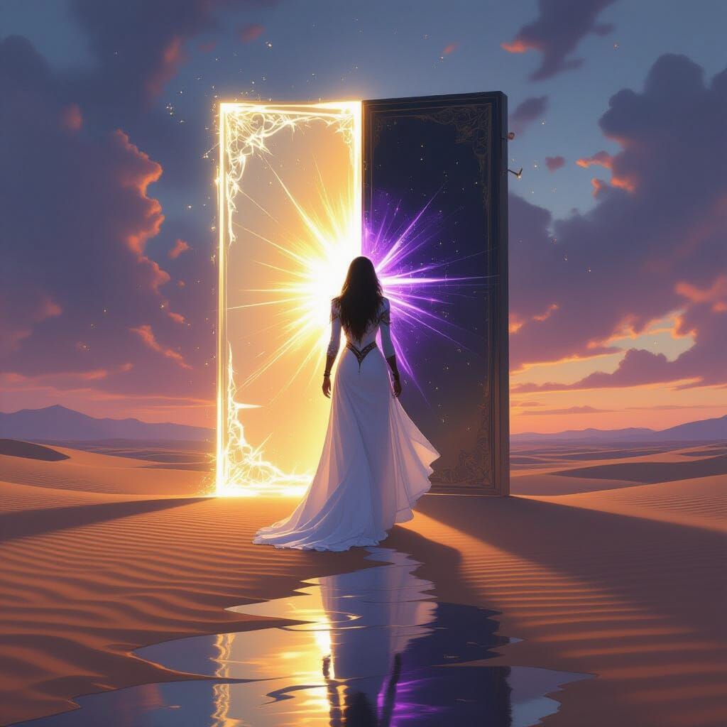 Massive Light Gate in Desert with Angelic and Dark Reflectio...