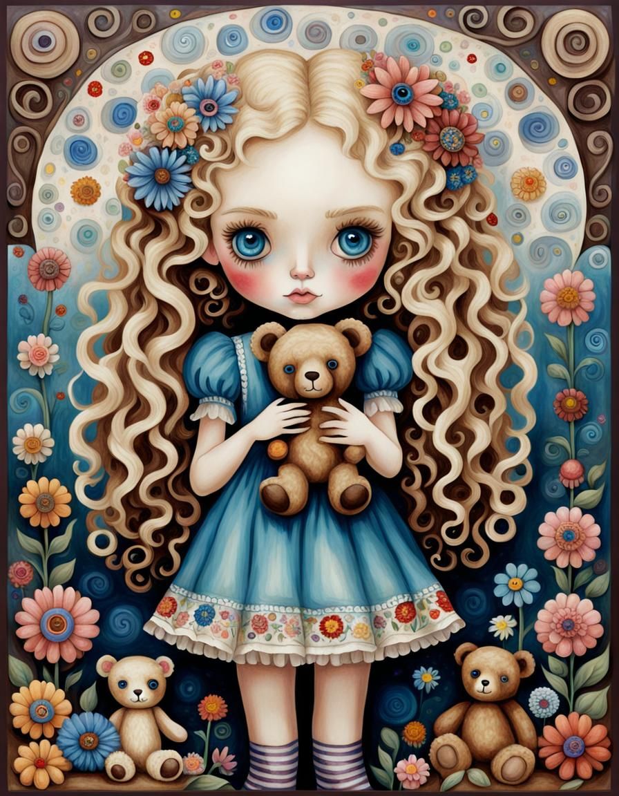 Little girl with her favourite teddy