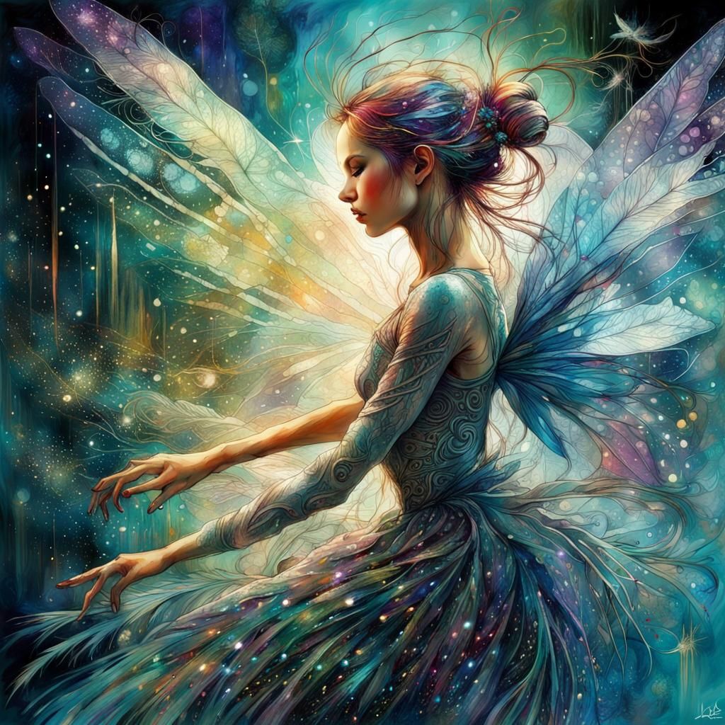 Firefly Fairy Dancer in Colorful Fantasy Style